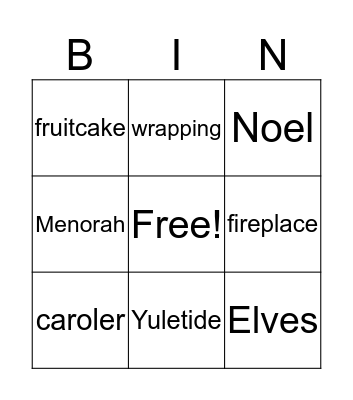 Happy Holidays Bingo Card