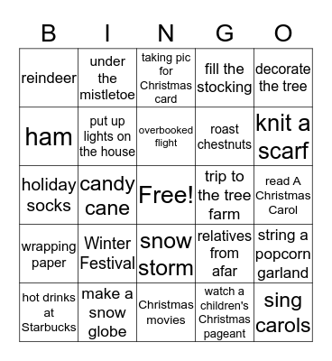 Holiday Romance Bingo Card