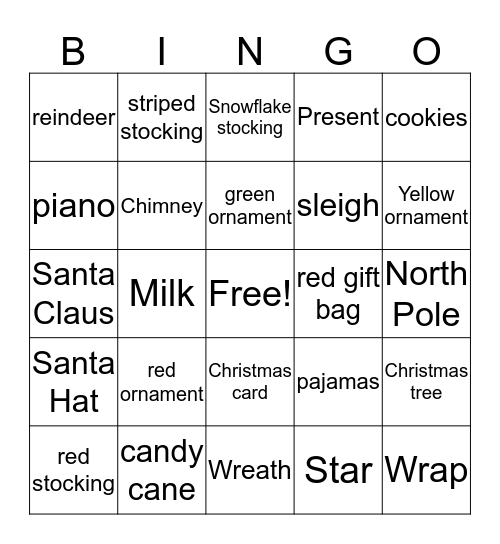 Christmas  Bingo Card