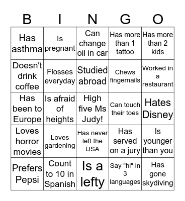 AIA Christmas Bingo Card