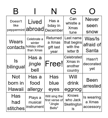 Find Someone Who... Bingo Card