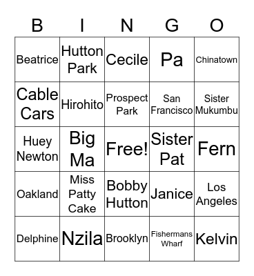 One Crazy Summer Bingo Card