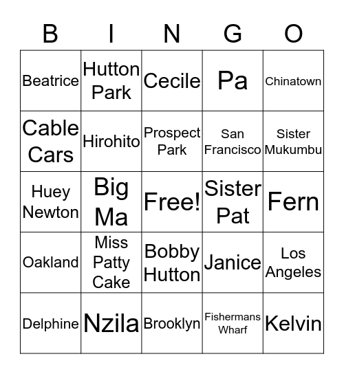 One Crazy Summer Bingo Card