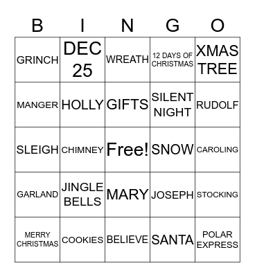 CHRISTMAS BINGO 2018 Bingo Card
