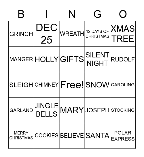 CHRISTMAS BINGO 2018 Bingo Card