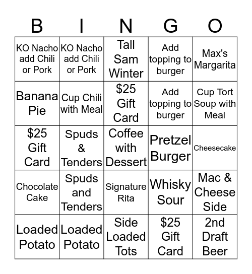 M&E Bingo Card