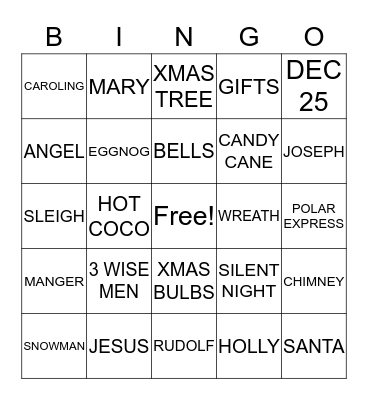 CHRISTMAS BINGO 2018 Bingo Card