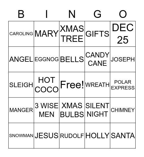 CHRISTMAS BINGO 2018 Bingo Card