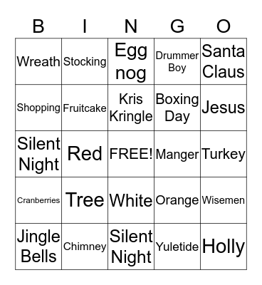 Christmas Bingo Card
