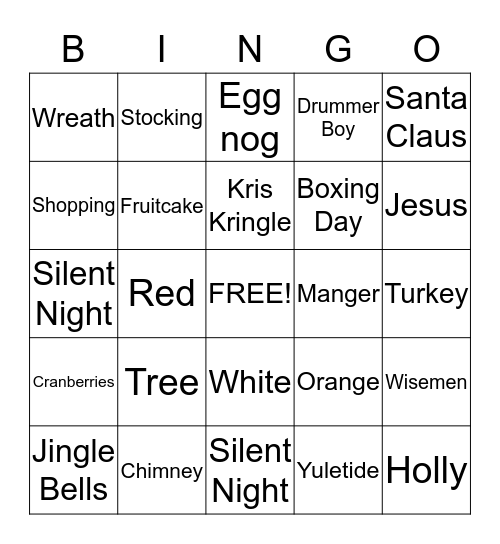 Christmas Bingo Card