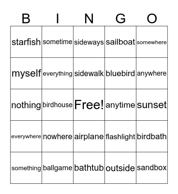 Compound Words BINGO Card