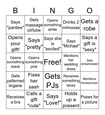 Carleen's Bachelorette Party!  Bingo Card