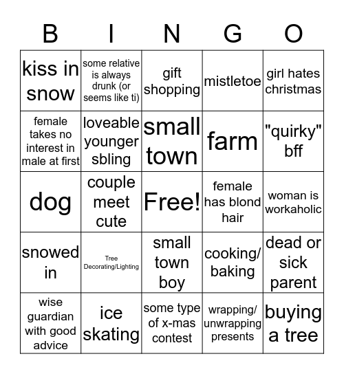 Hallmark Bingo Card