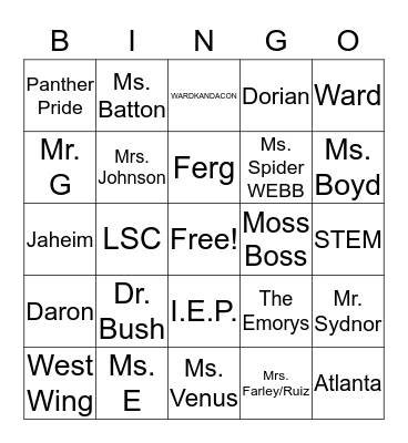 WARD  Bingo Card