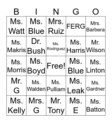 WARD  Bingo Card