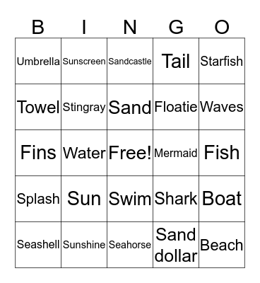 Mermaid Bingo Card