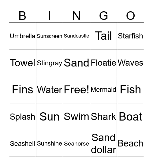 Mermaid Bingo Card