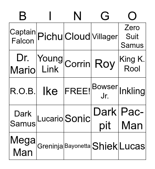 Smash Bros. Unlock bingo Card