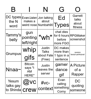 Kline Enterprises Bingo Card