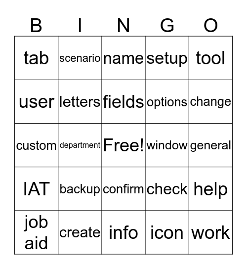 Letter Tool Bingo Card