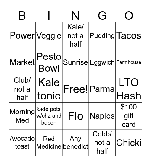 First Watch Bingo Card