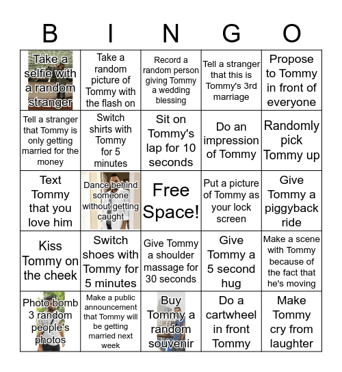 Tommy's Bachelor Bash Bingo - December 8th, 2018 Bingo Card