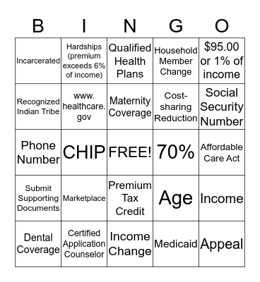 ACA BINGO Card