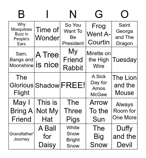 CALDECOTT MEDAL BINGO Card