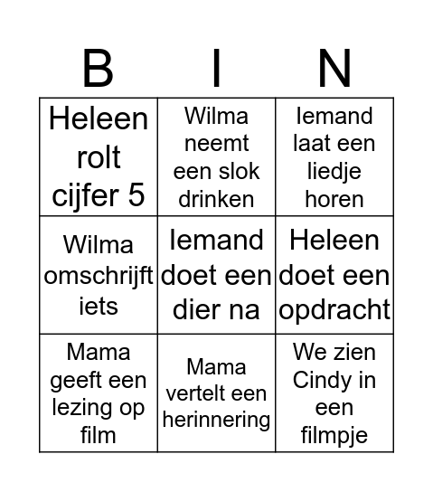 Pakjesavond Bingo Card