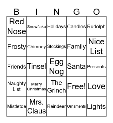 Holiday Bingo! Bingo Card