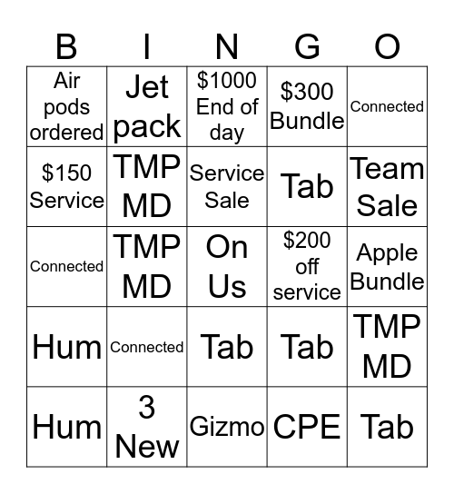 Closing Crew Bingo Card
