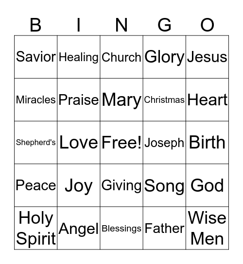 OUTREACH CHURCH  Bingo Card