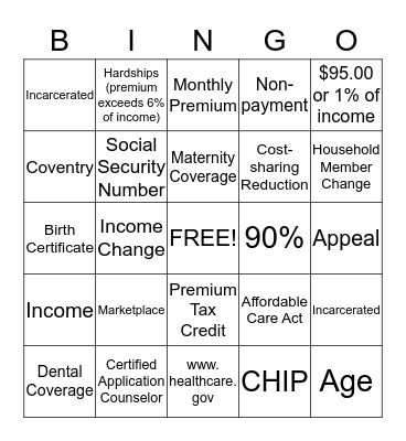 ACA BINGO Card