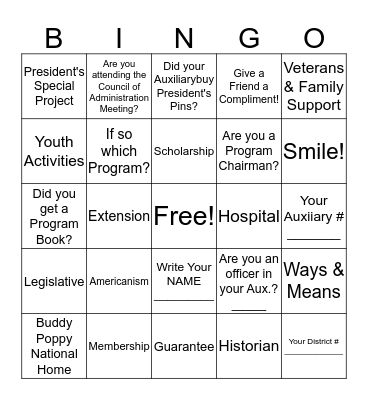 S O I Bingo Blast Bingo Card