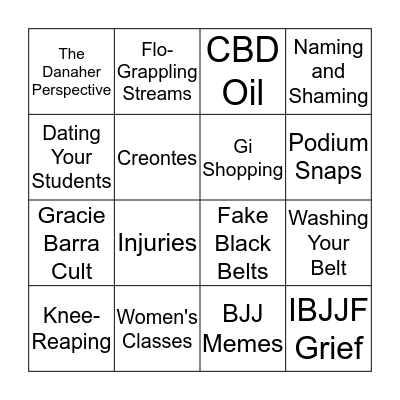 BJJ Underground Bingo Card