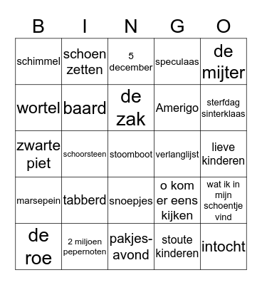 sinterklaas Bingo Card