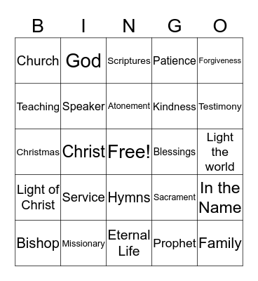 Sacrament BINGO Card