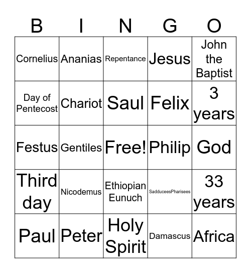 Bible Bingo Card