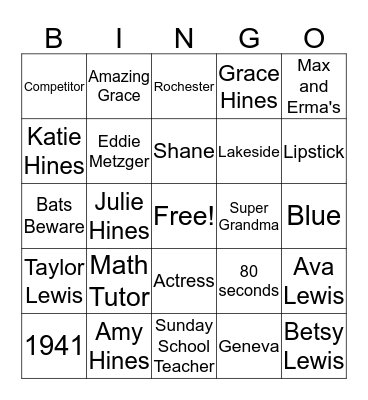 Meme's Birthday Bingo  Bingo Card