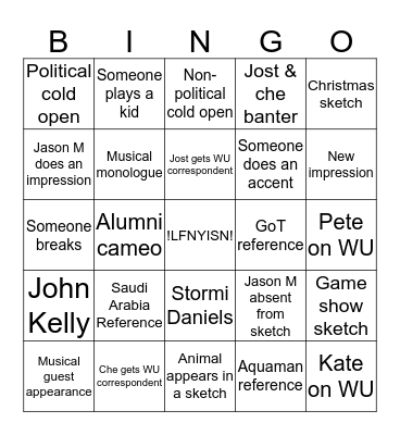 JJ MoMo 12/8/18 Bingo Card