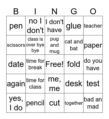 TEST REVIEW Bingo Card