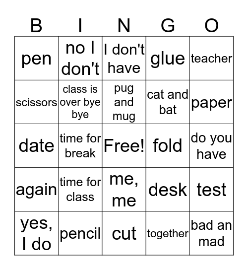 TEST REVIEW Bingo Card