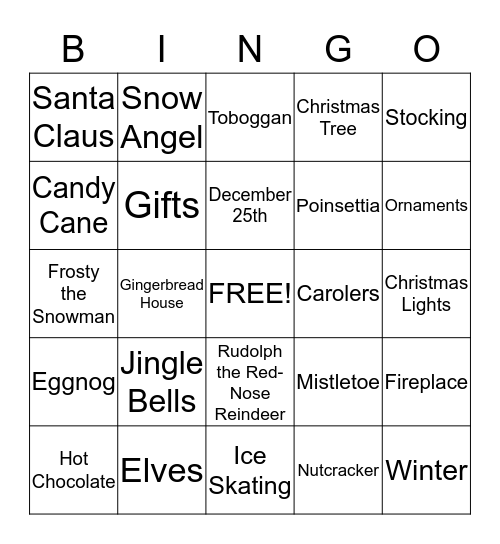 Christmas BINGO Card 1 Bingo Card