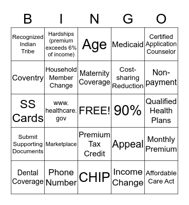 ACA BINGO Card