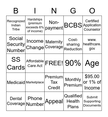 ACA BINGO Card