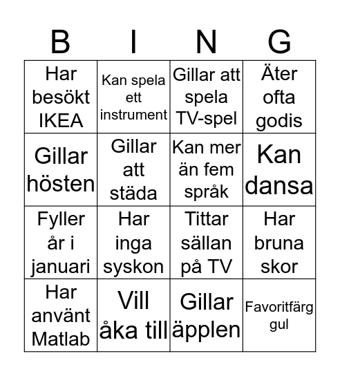 Julbingo Card