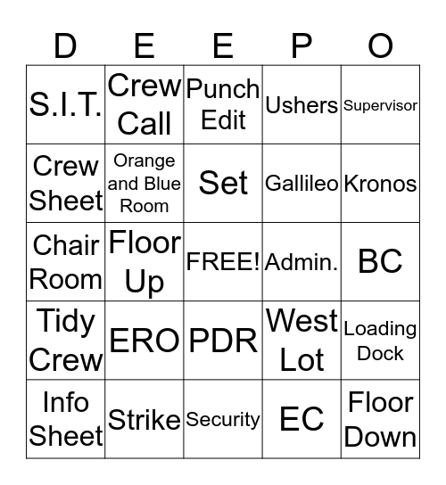 DEEPO Bingo Card