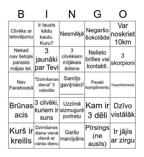 Vecomammai 80 Bingo Card