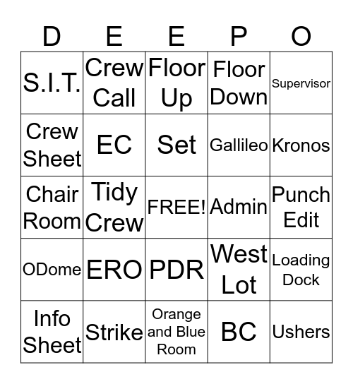 DEEPO Bingo Card