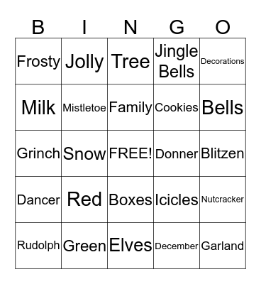 Holiday Bingo Card